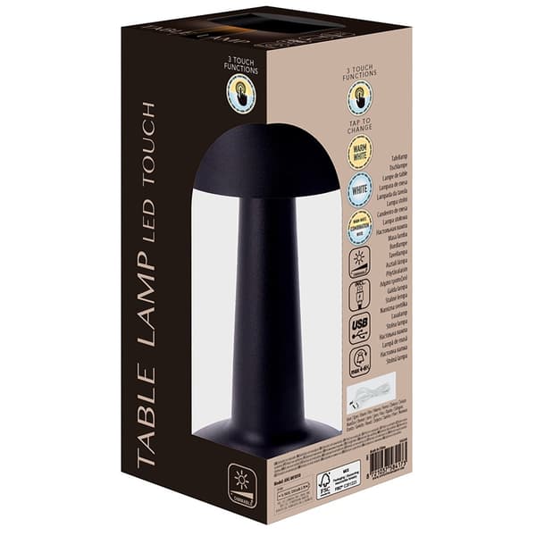 Musta pöytävalaisin 21 LED 21 cm