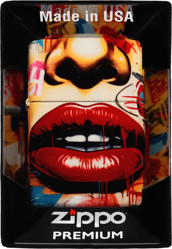 Zippo Street Art lighter med ansigtsdesign 60007208