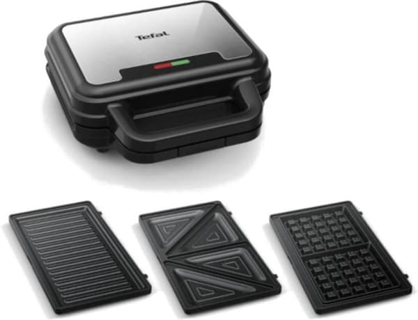 TEFAL UltraCompact SW383D Sandwichmaskine Sort og Sølv