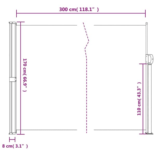 vidaXL Utdragbar sidomarkis vit 170x300 cm