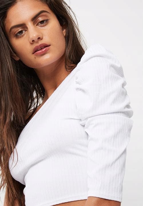 MISSGUIDED RIBBADE CROP TOPP VIT 38 2Z9E4_C*