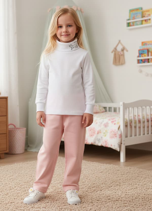 Barn TURTLENECK 134 SWEATSHIRT Barn T-SHIRT med tryck VIT