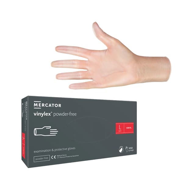 Mercator Vinylex puderfria vinylhandskar L transparenta 100 st