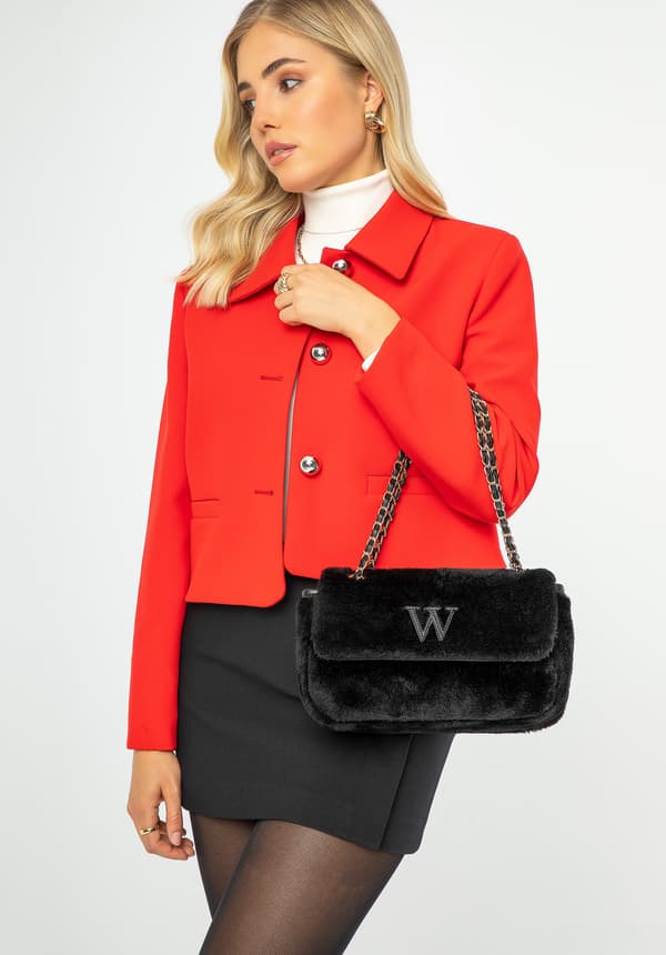 Wittchen dame crossbody-taske med pels, sort polyester