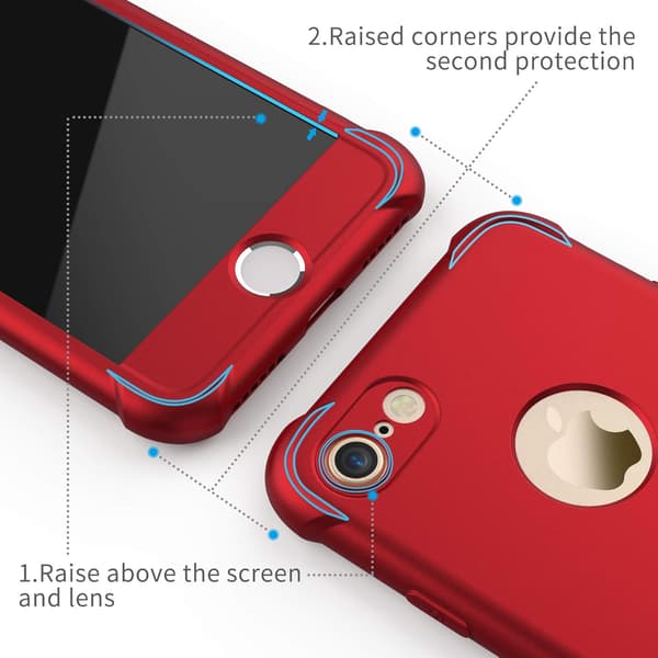 RØDT ETUI TIL IPHONE 7/8 4,7' 2x HÆRDET GLAS