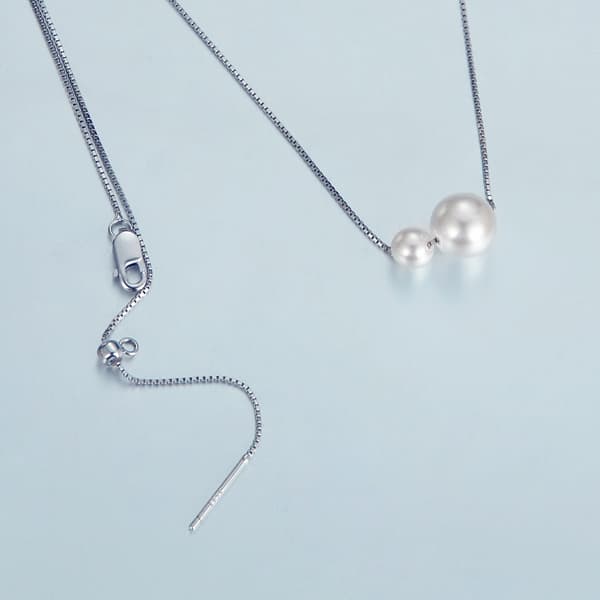 Silverhalsband med pärlor och justerbar längd, 925 silver