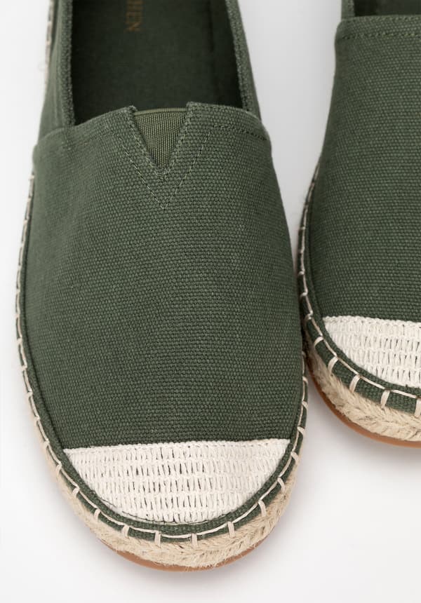 Wittchen herr espadriller med flätad tå grönt textilt material