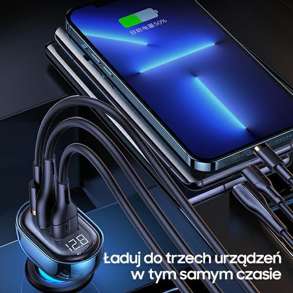 USAMS Lad. sam. 2xUSB+1xUSB-C 125W Fast Charge transparent sort CC158CC01 (US-CC158)