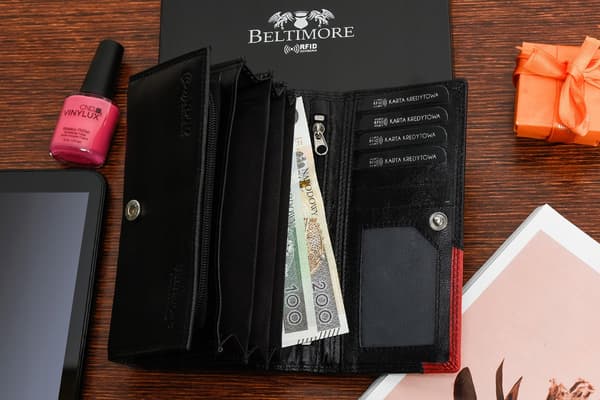Stor Beltimore-pung i ægte læder til kvinder med RFiD