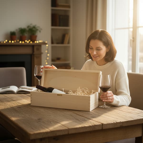Trälåda för vin och alkohol, mörkbrun