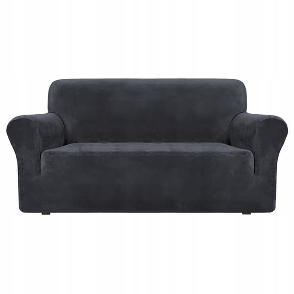 Sovacover för 2-sits hörnsoffa velour elastisk TESS grafit