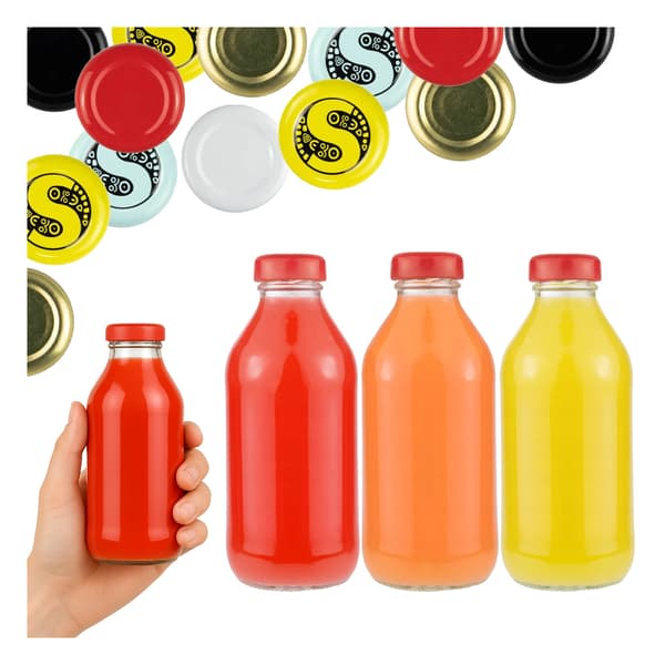 80x Glasflaskor för juice 330ml juicekonserver sirap flaska