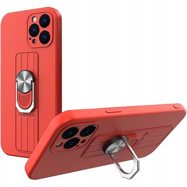 Ring Case silikonskal med fingerring och stativ för iPhone 13 Pro rött