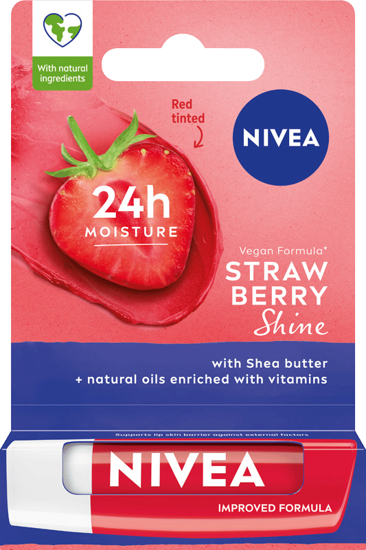 NIVEA Strawberry Shine plejepomade til læber 4,8 g