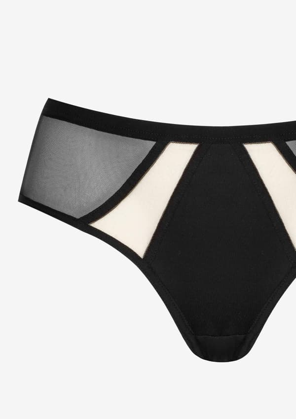 Fulde trusser med elastisk tyl - Fibi S BLACK/SKIN