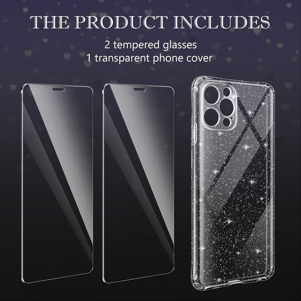 ETUI TIL APPLE IPHONE 12 PRO TRANSPARENT GLASSY 2X HÆRDET GLAS