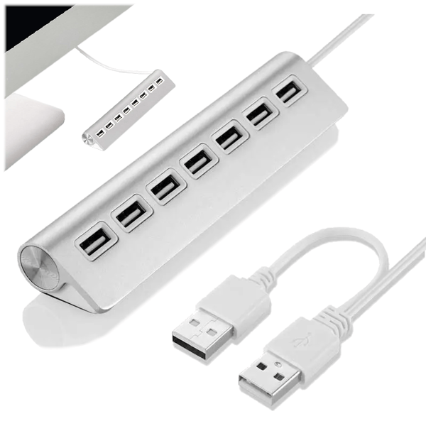 7-port USB 2.0 aluminium hubb 1x7