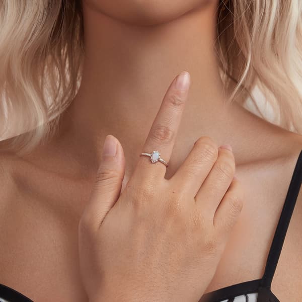 Justerbar silverring OPALISERANDE KRISTALL 925 silver