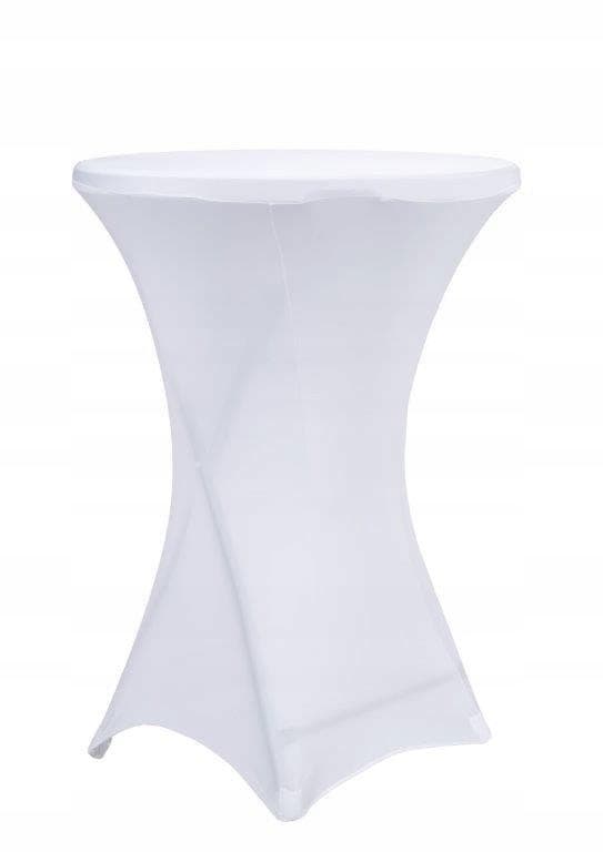 Elastisk vit bordsduk för cocktailbord diam 80 cm höjd 110 cm