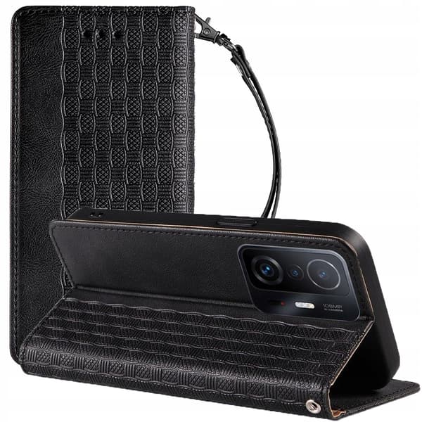 Magnetrem-etui til Xiaomi Redmi Note 11 Pro, pung + mini-snorvedhæng, sort