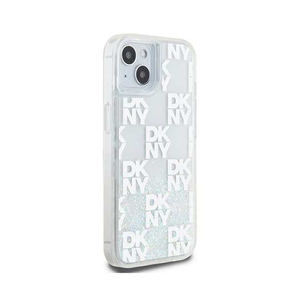 DKNY Liquid Glitter Multilogo - iPhone 15 / 14 / 13 Skal (Vit)
