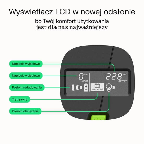 Green Cell UPS PowerProof 480W/750VA sort nødstrømsforsyning