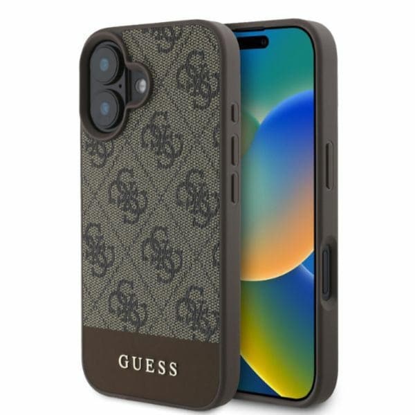 Guess 4G Bundstribe - iPhone 16 Etui (Brun)
