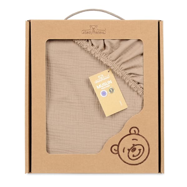 Muslin vedenpitävä lakana 70x140x10 cm beige