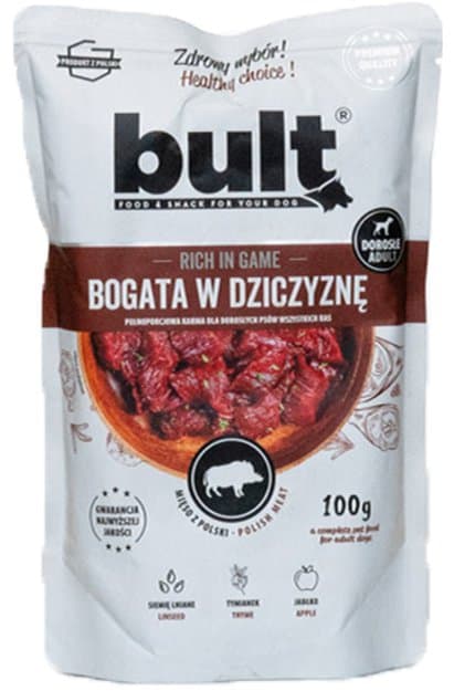 Bult | Vådfoder til hunde - frokostkød | 100g pose - Rig på vildt 100g