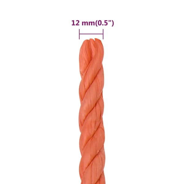 vidaXL Arbetsrep, Orange, 12 mm, 25 m, Polypropylen