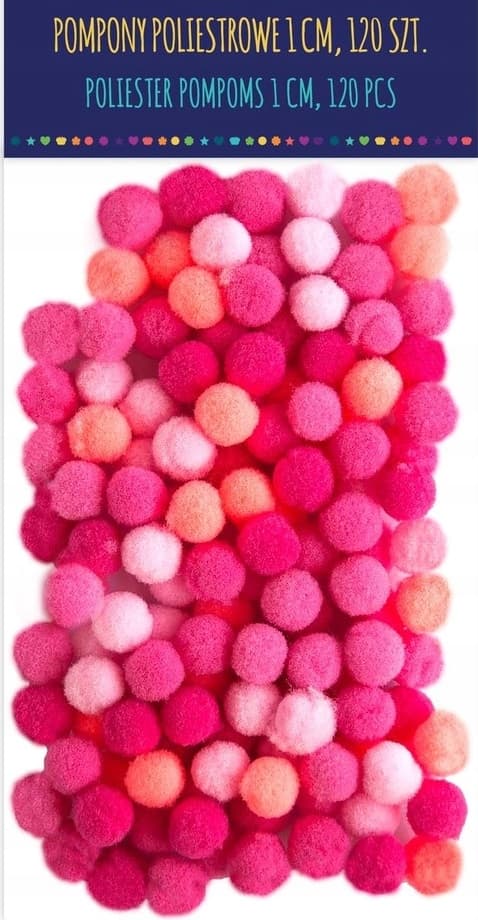 Polyesterpompoms mix rosa, 120 st.