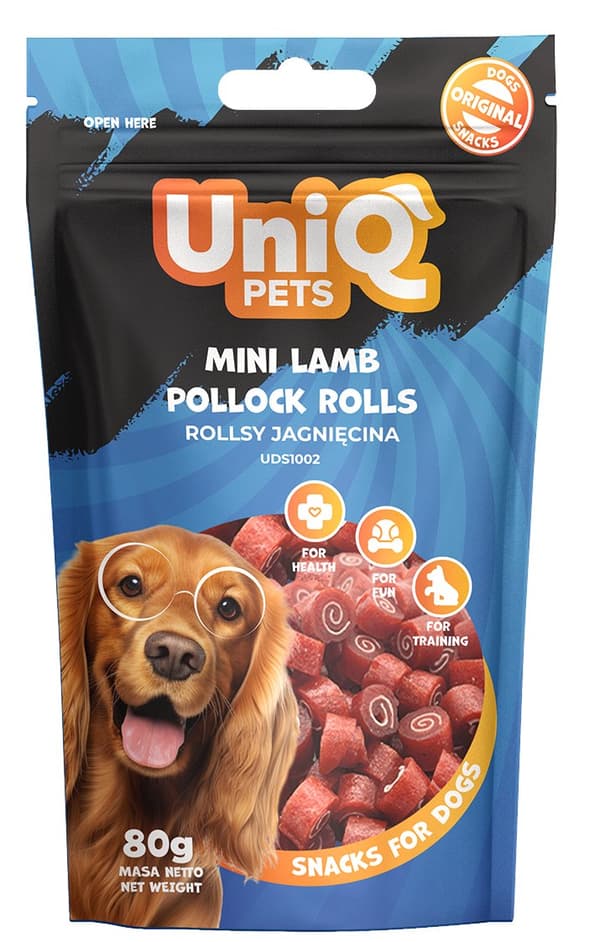 UniQ Pets | Hundgodis | 80g förpackning - Lammrullar 80g