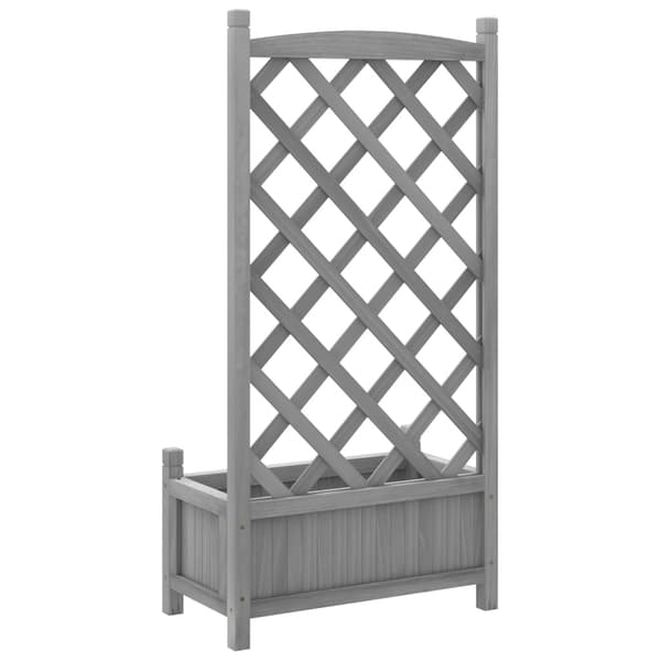 vidaXL Planter med spaljé, grå, massivt granträ