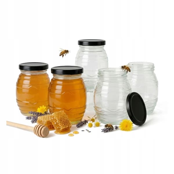 5x UL glaskrukker 180 ml krukke til honning, marmelade, krydderier, gave + låg