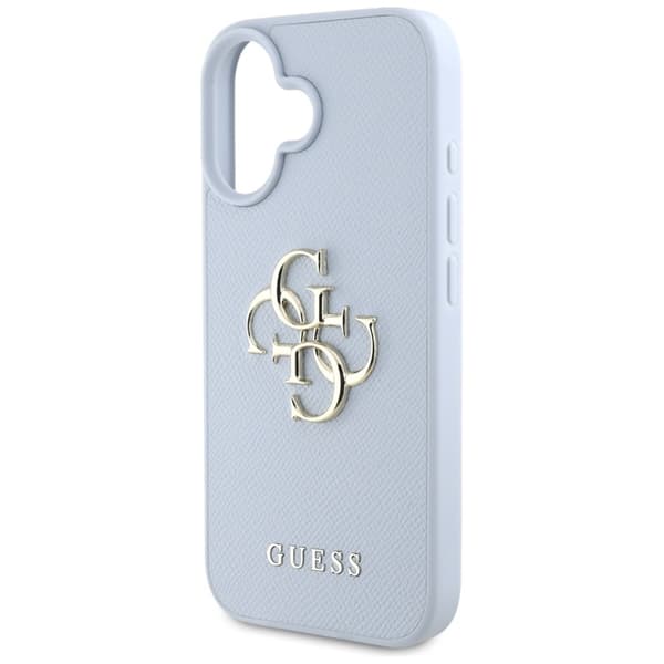 Guess Grained Big 4G Logo Small Classic Logo - Etui til iPhone 16 (blå)