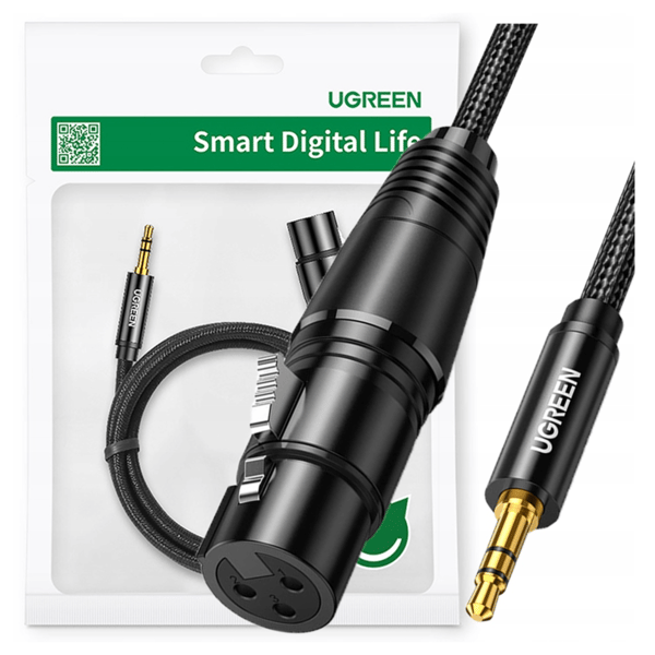 Ugreen lydkabel 3,5 mm mini-jack (han) - XLR (hun) 1m sort (AV182)