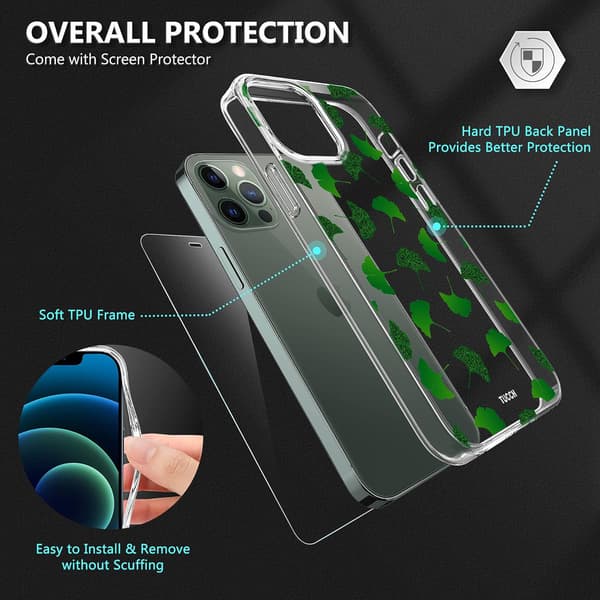 ETUI SÆT + HÆRDET GLAS TIL APPLE IPHONE 12/12 PRO GLITTERBLAD A2172