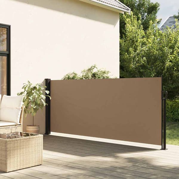 vidaXL Utfällbar sidomarkis, taupe, 140x600 cm
