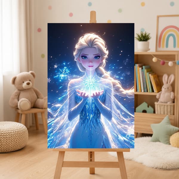Disney Frost Elsa Måla efter nummer-bild med ram 50x70 cm