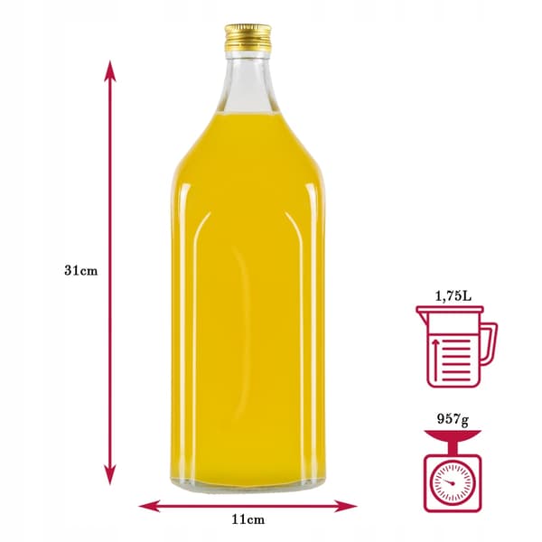 Glasflaske til vodka GALON DANIEL 1,75L DAMA TIL VIN WHISKY TYKT GLAS