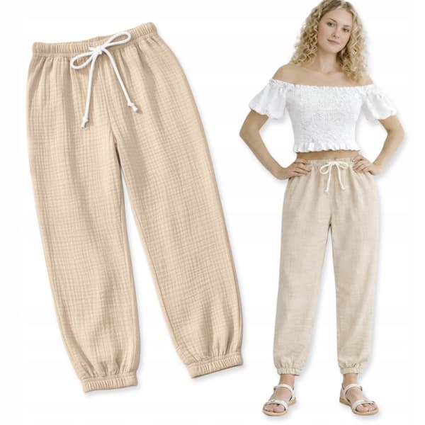 DAMMUSLINBYXOR Barn Sommar BOMULL 100% Luftig BEIGE