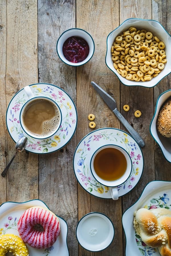 KOP MED UNDERKOP TIL KAFFE OG TE 250 ml KERAMISK FRU BLOMST
