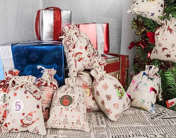 Adventskalenderpåsar DIY-set 24 delar fyllbara för barn