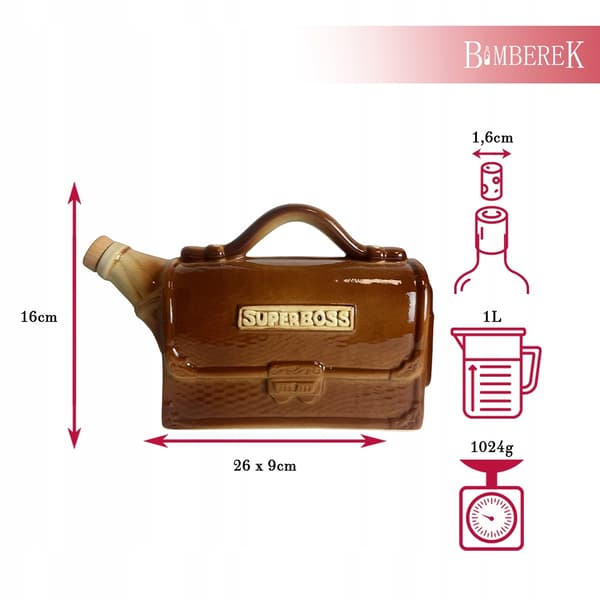 SuperBoss Keramikflaske 1L Mappe til Alkohol Gave til Chefen 1000ml