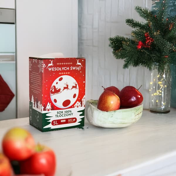 JUL ÆBLEJUICE KARTON 100% PRESSE 5L Til Julemanden