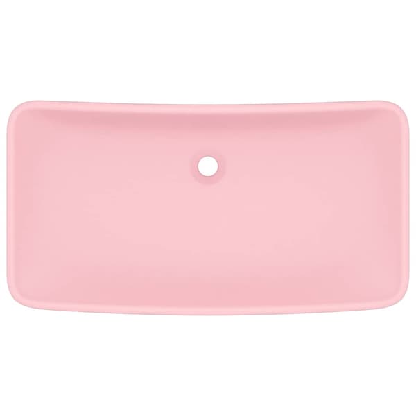 vidaXL rektangulær håndvask mat pink 71x38 cm keramik