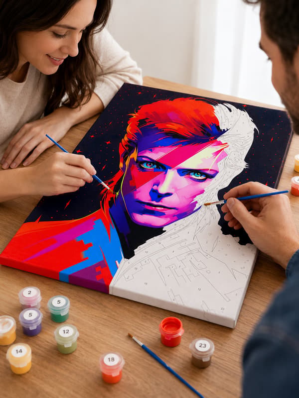 Neo Bowie målning med siffror med ram 40x50 cm
