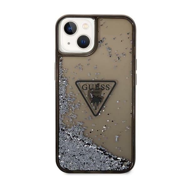 Guess Liquid Glitter Triangle Logo-skal - iPhone 14 Plus-skal (svart)