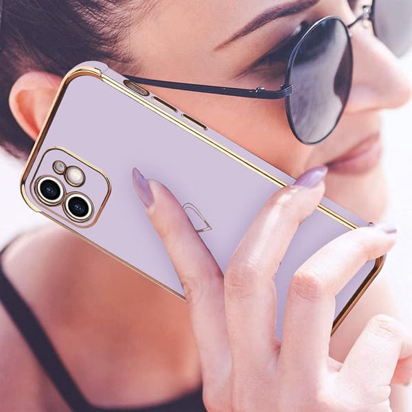 APPLE IPHONE 11 PRO SILIKONSKAL LILA BAKSIDAN GULDRAM