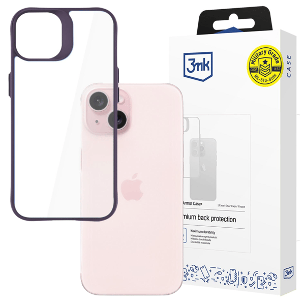 Apple iPhone 15 - 3mk Satin Armor Cover+ Lilla